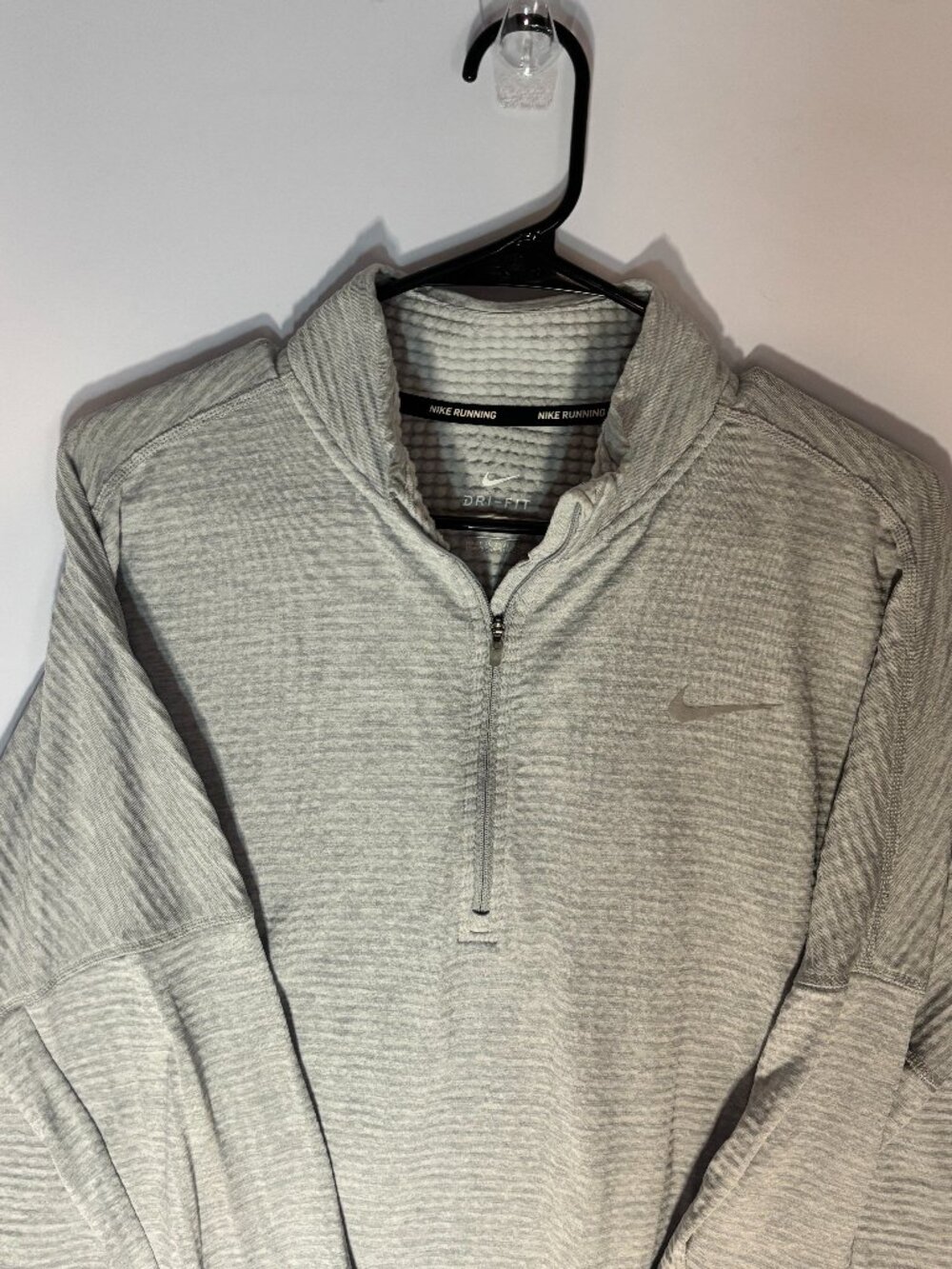 Nike Running Dri-FIT 1/4 Zip Pullover Gray Textured Mens XL
